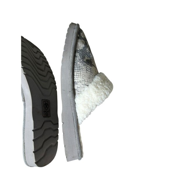 ARIAT Jackie Metallic Gray Snake Print Suede Leather Women's Slippers Sz 10 - Picture 8 of 14